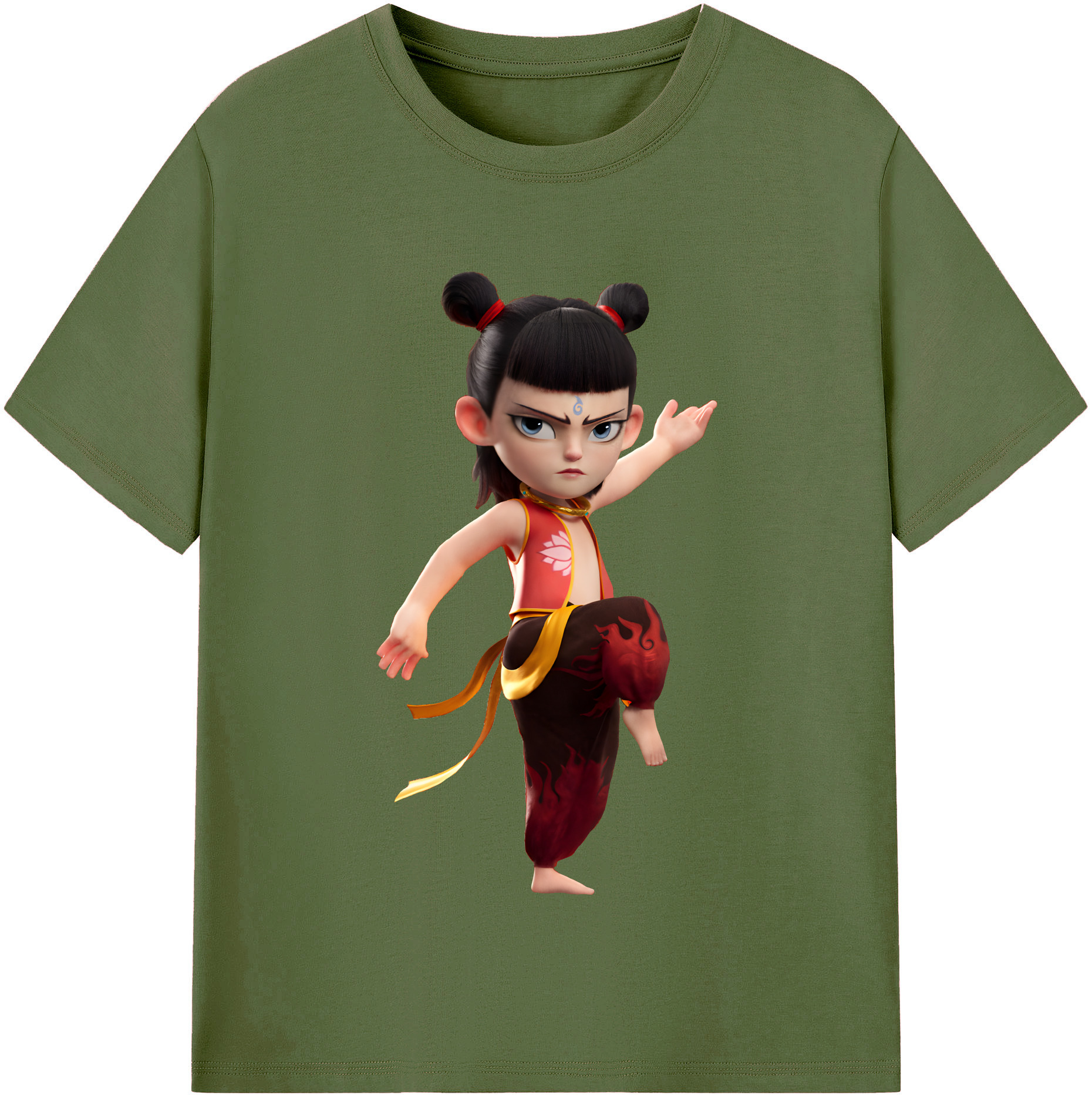 （画像用） Ne Zha 2 ナタ 魔童の大暴れ 綿100％半袖Tシャツ（フロントプリント）